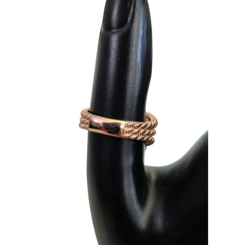 Judith Ripka Sterling Silver 925 Rose Gold Vermeil CZ‎ Heart 3 Band Ring Sz 7.75